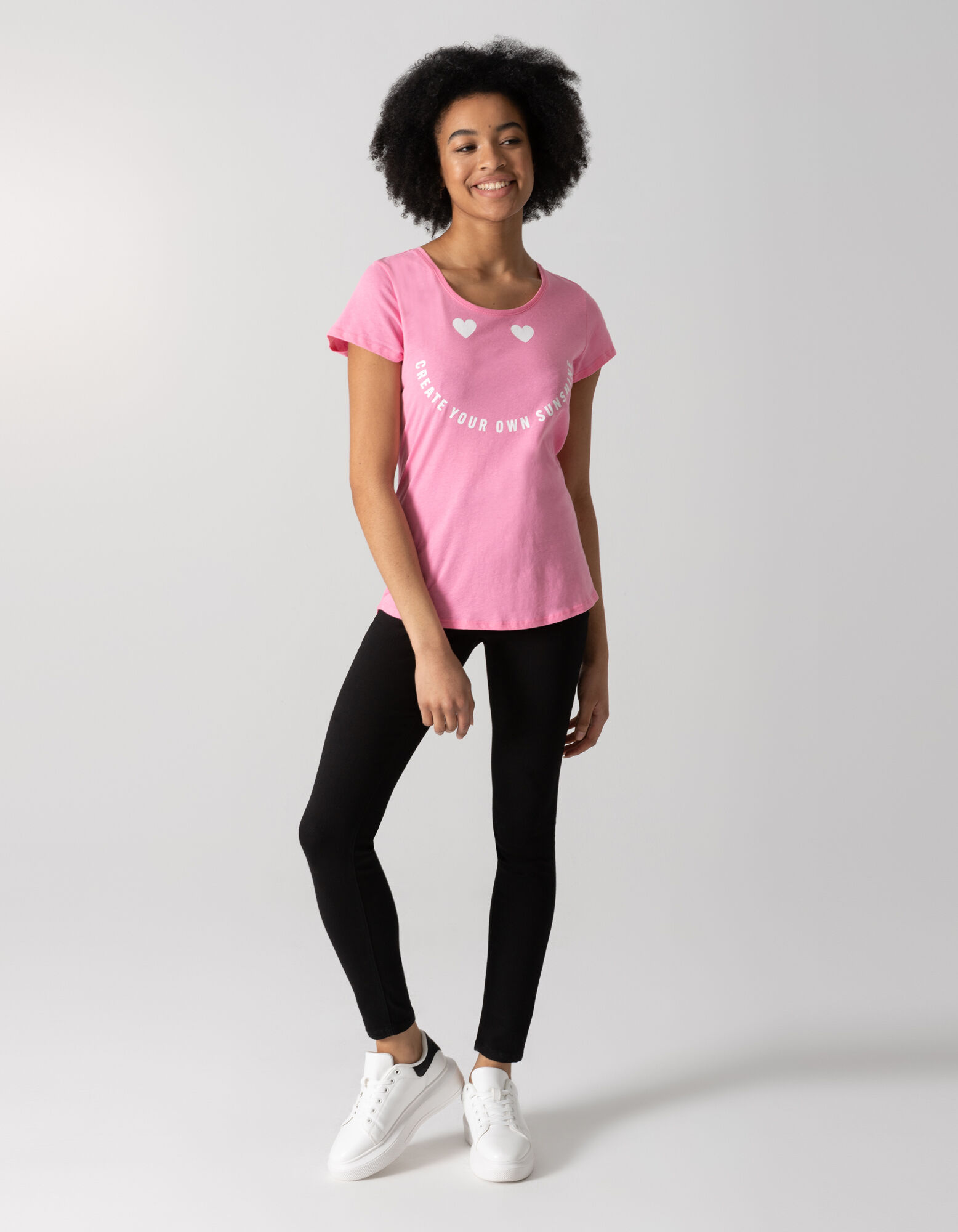 T-shirt - Message imprim&eacute; - rose