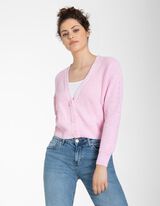 Kardiganas - Grubus mezginys - sviesiai rozinis