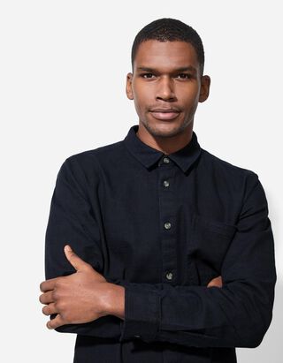 Hemd - Leinen-Optik - schwarz