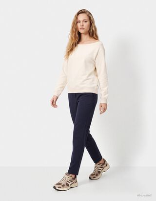 Sweatshirt - Schulterfrei - Hellgelb