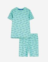 Pigiama completo (maglia + shorts) - Stampa allover - turchese