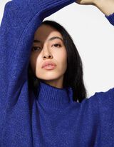 Maglione - Collo a mosca - blu scuro