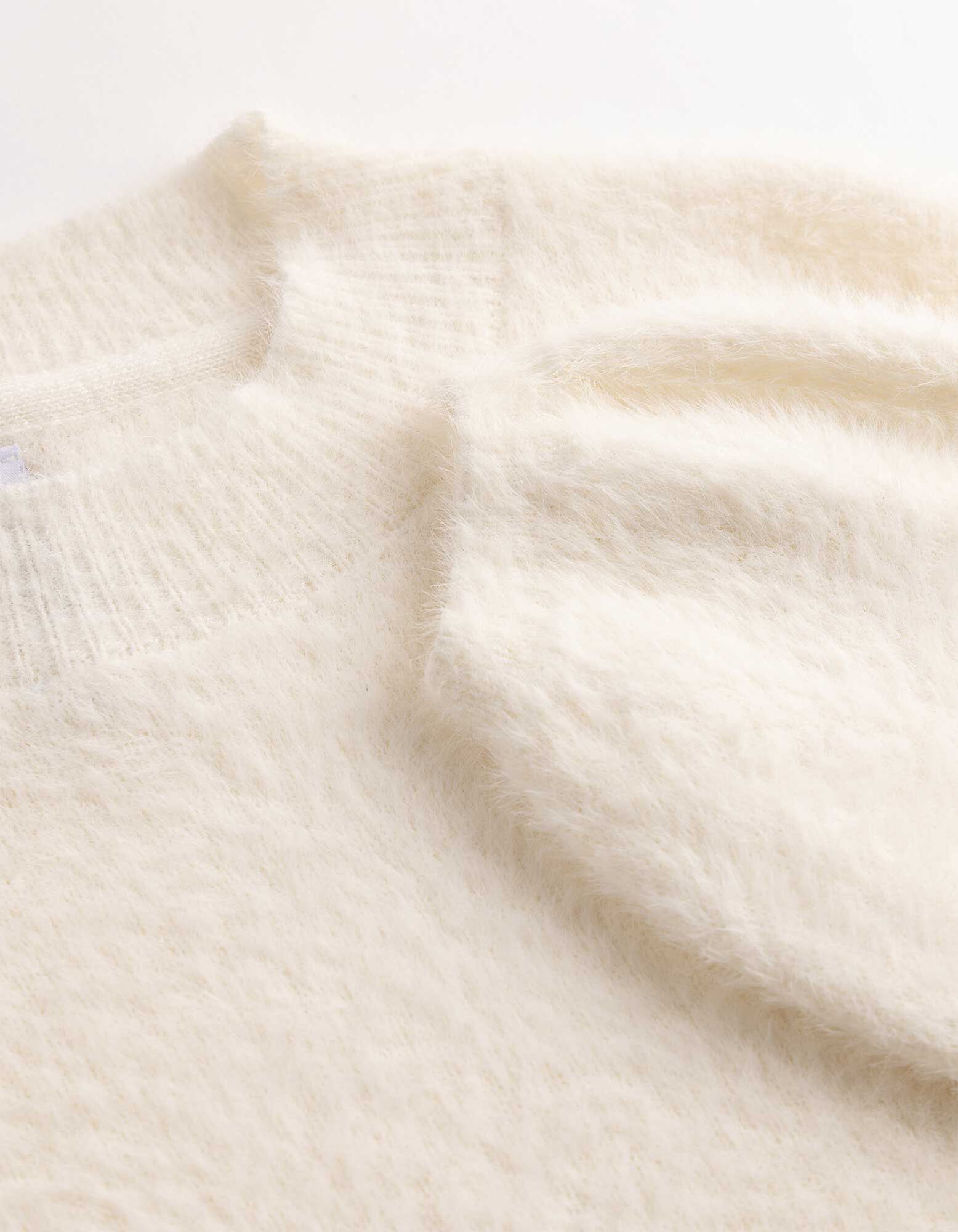 Pullover - Rundhals-Ausschnitt - Off-White