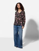 Bluse - Volants - schwarz