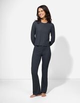 Pyjama Set aus Shirt und Hose - Gerippt - dunkelblau