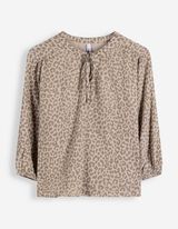 Bluse - Allover-Print - beige