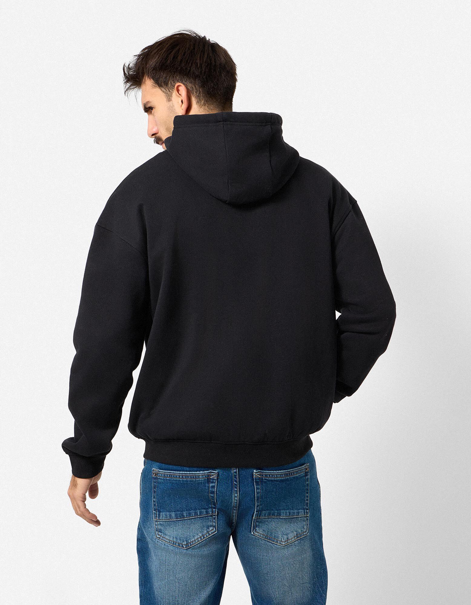 Veste molletonn&eacute;e - Coupe oversize - noir