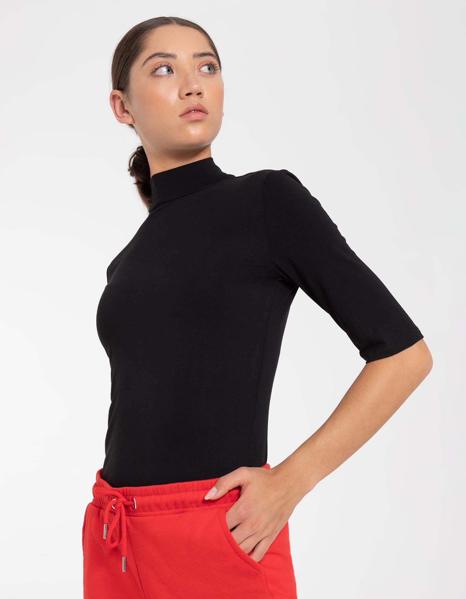 T-shirt - Viscose m&eacute;lang&eacute;e - Noir