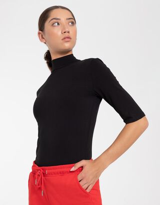 T-shirt - Viscose m&eacute;lang&eacute;e - Noir