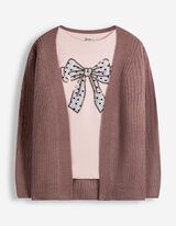 Set aus Strickjacke und Stricktop - 2er-Pack - Beere
