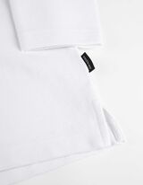 Pololangarmshirt - Reißverschluss - weiß