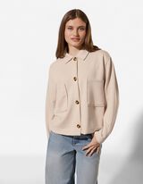 Sweatjacke - Knopfleiste - Beige