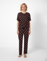 Pyjama Set aus Shirt und Hose - Viskose - Dunkelbraun