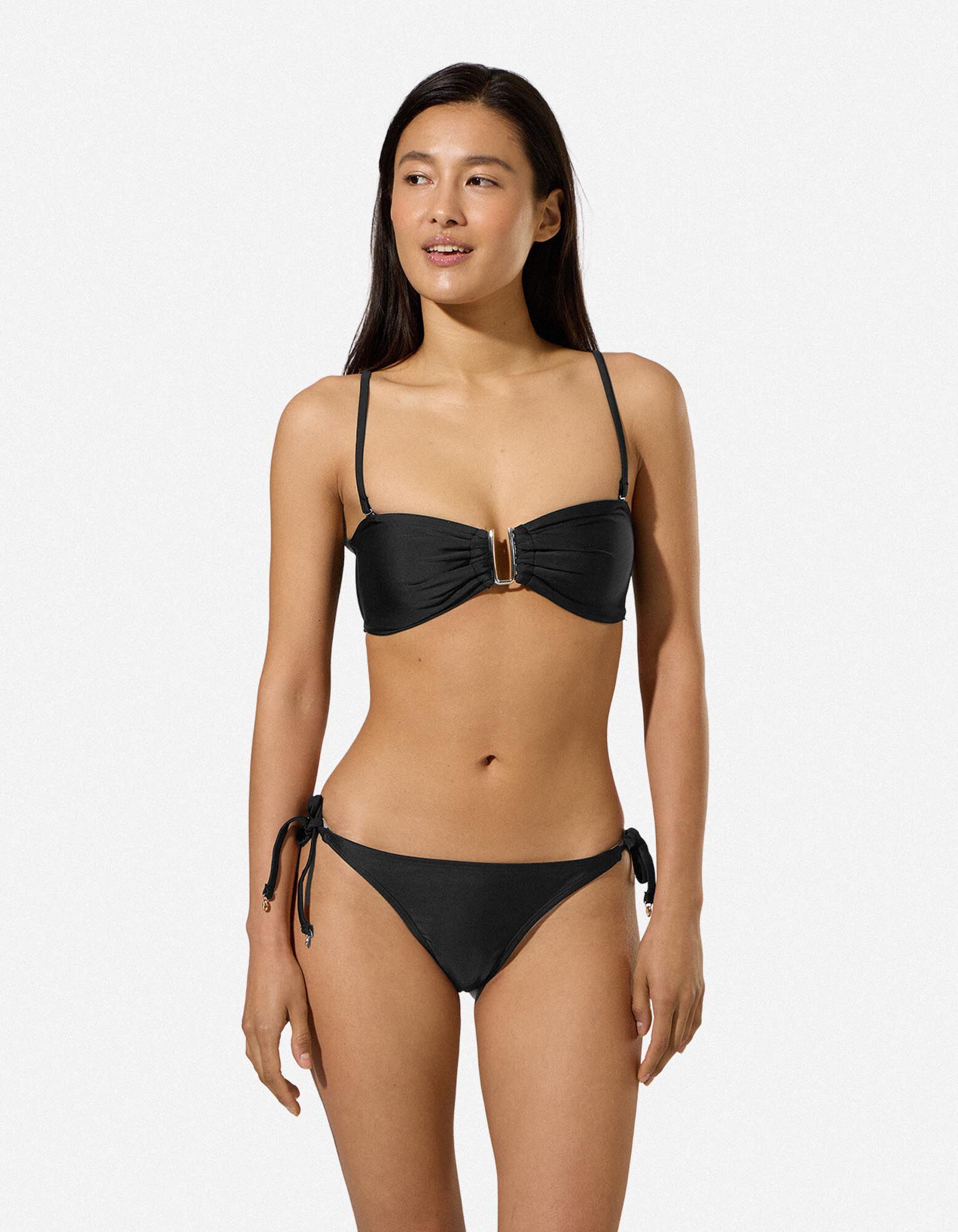 Bikinitop - Metallic-Details - Schwarz