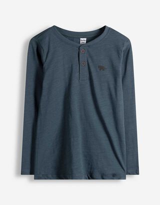 Longsleeve - Knoopsluiting - donkerblauw