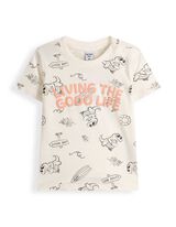 Ensemble t-shirt et pantalon - Message imprim&eacute; - Blanc cass&eacute;