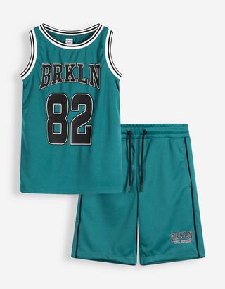 Set aus Top und Hose - Print - blau