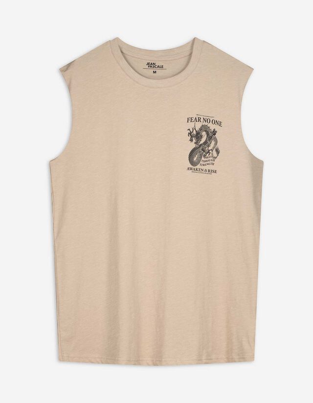 Tanktop - Afdrukken achteraan - beige