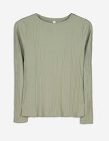 Majica dugih rukava - Rebrasta struktura - tamno zelena