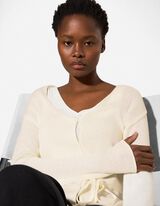 Cardigan - Viskose-Mix - wei&szlig;