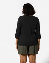 Langarmshirt - Dreiviertel&auml;rmel - Schwarz