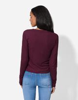 Longsleeve - Geribde structuur - donkerlila