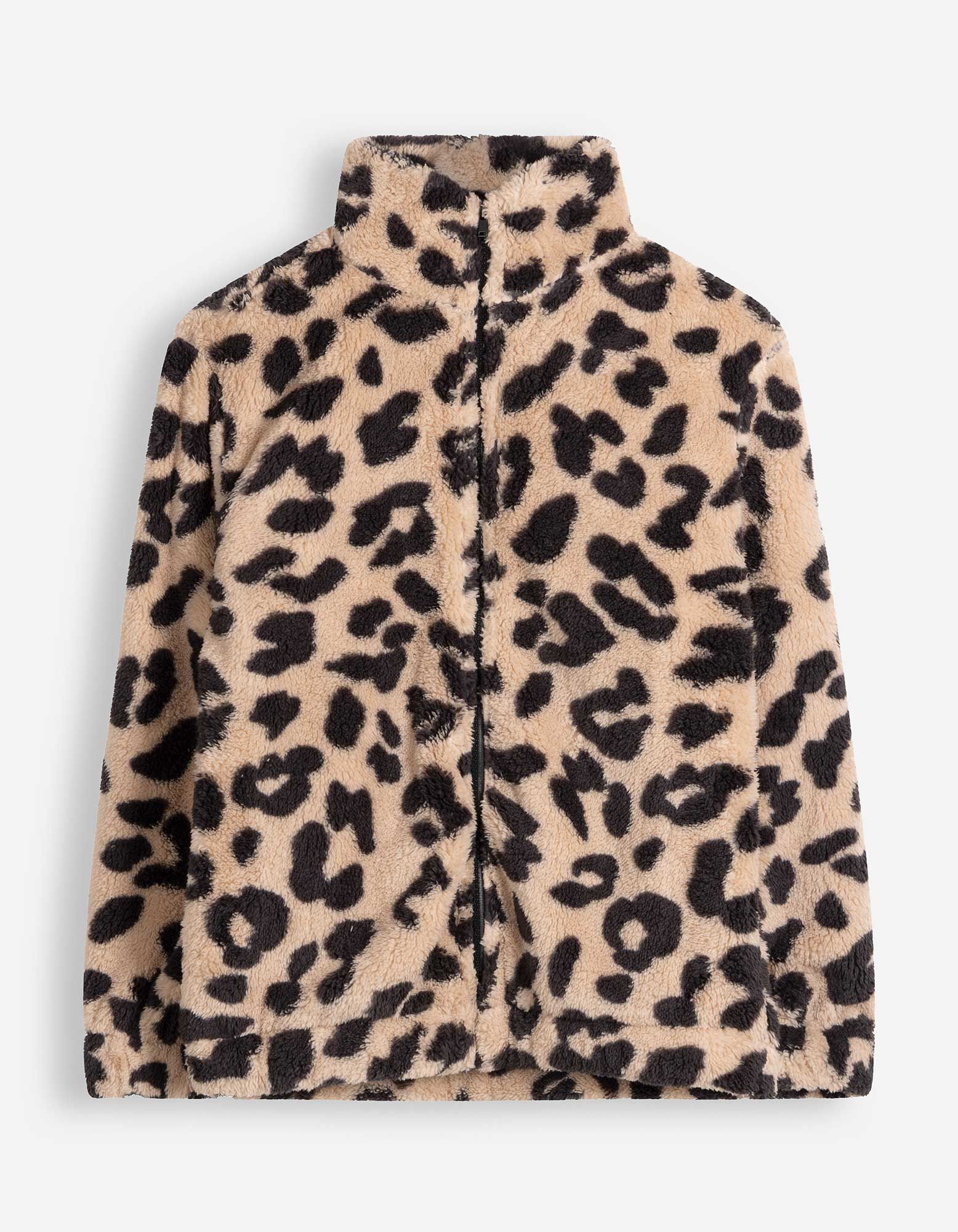 Sweatjacke - Pl&uuml;sch - Beige