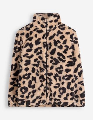 Sweatjacke - Pl&uuml;sch - Beige