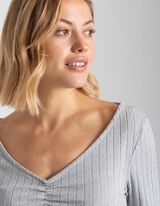 Maglia a manica lunga - Orlo a conchiglia - grigio