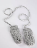 Set cappello e guanti - maglia a cavo - grigio chiaro