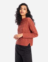 Strickpullover - Zopfstrick - dunkelrot