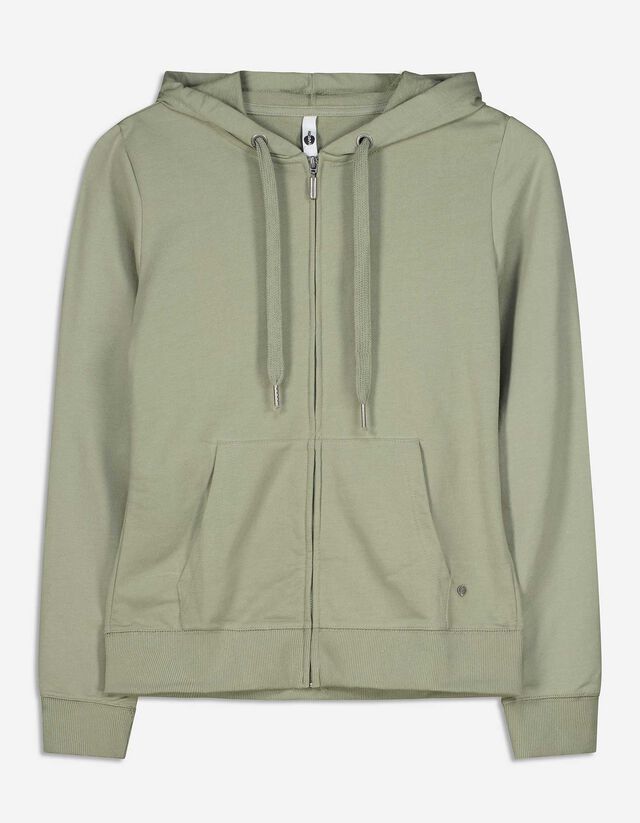 Felpa aperta - Cappuccio con coulisse - verde scuro