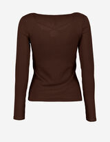 Mar&scaron;kinėliai ilgomis rankovėmis - Rakto skylutės i&scaron;kirptė - tamsiai rudas