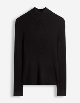 Pullover - Rippenstruktur - Schwarz