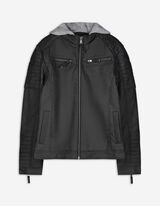 Bikerjacke - Abnehmbare Kapuze - dunkelgrau