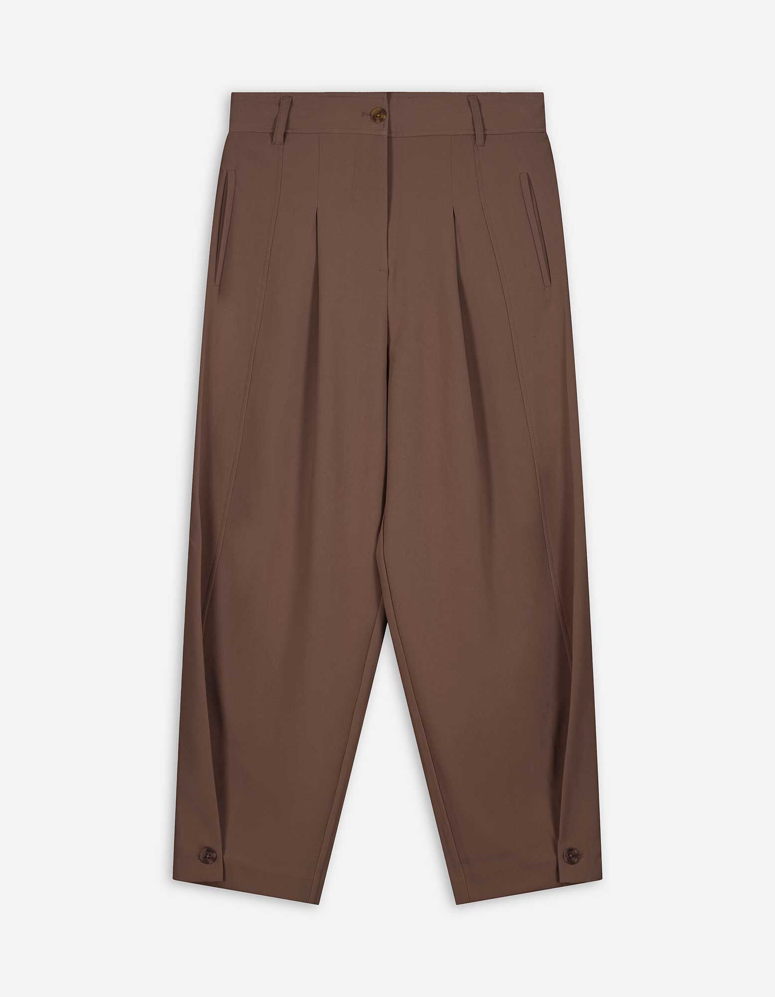 Broek - Imitatie su&egrave;de - Donkerbruin