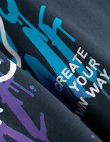 Langarmshirt - Frontprint - dunkelblau