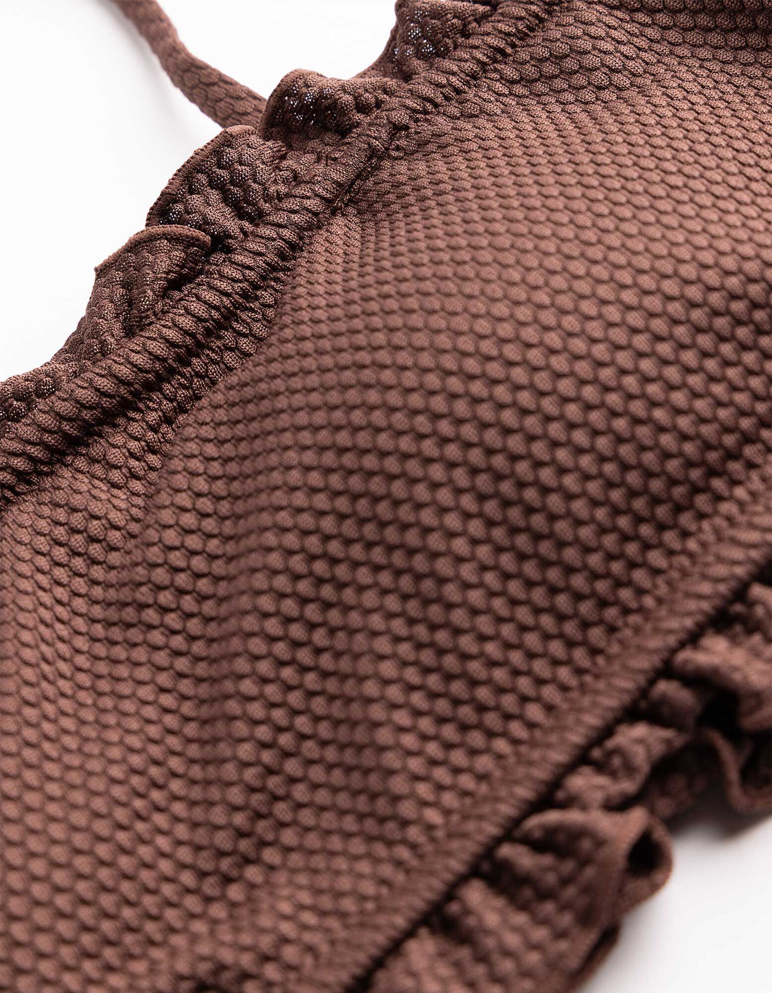 Bikinitop - Gestructureerd materiaal - bruin