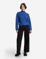 Pletený sveter - Obsah vlny - tmavomodra