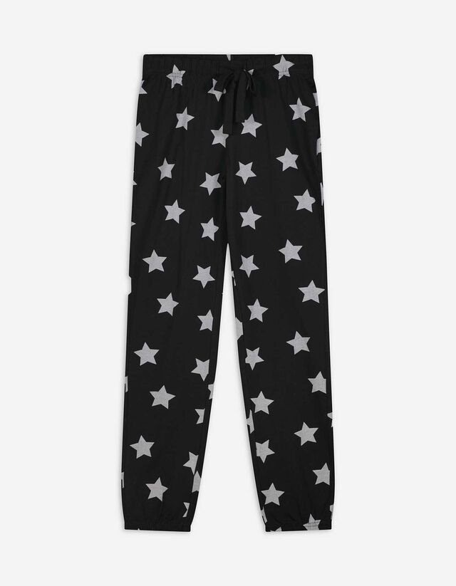 Pyjamahose - Allover-Muster - schwarz