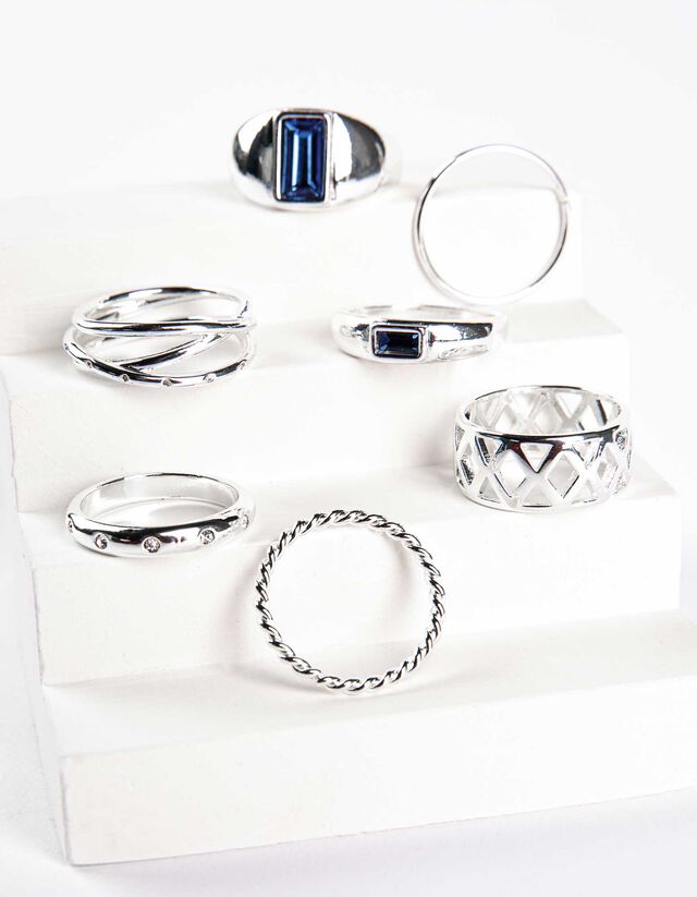 Anello - Confezione da 7 pezzi - argento