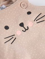 rinkinys: marškinėliai ilgomis rankovėmis ir kombinezonas - Siuvinėjimai - smelio spalvos