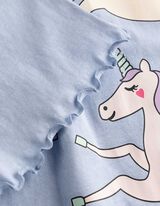 Pyjama set van shirt en shorts - Eenhoorn - lichtblauw