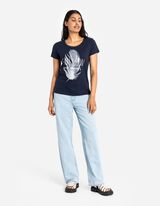 T-shirt - błyszczący nadruk - ciemny niebieski