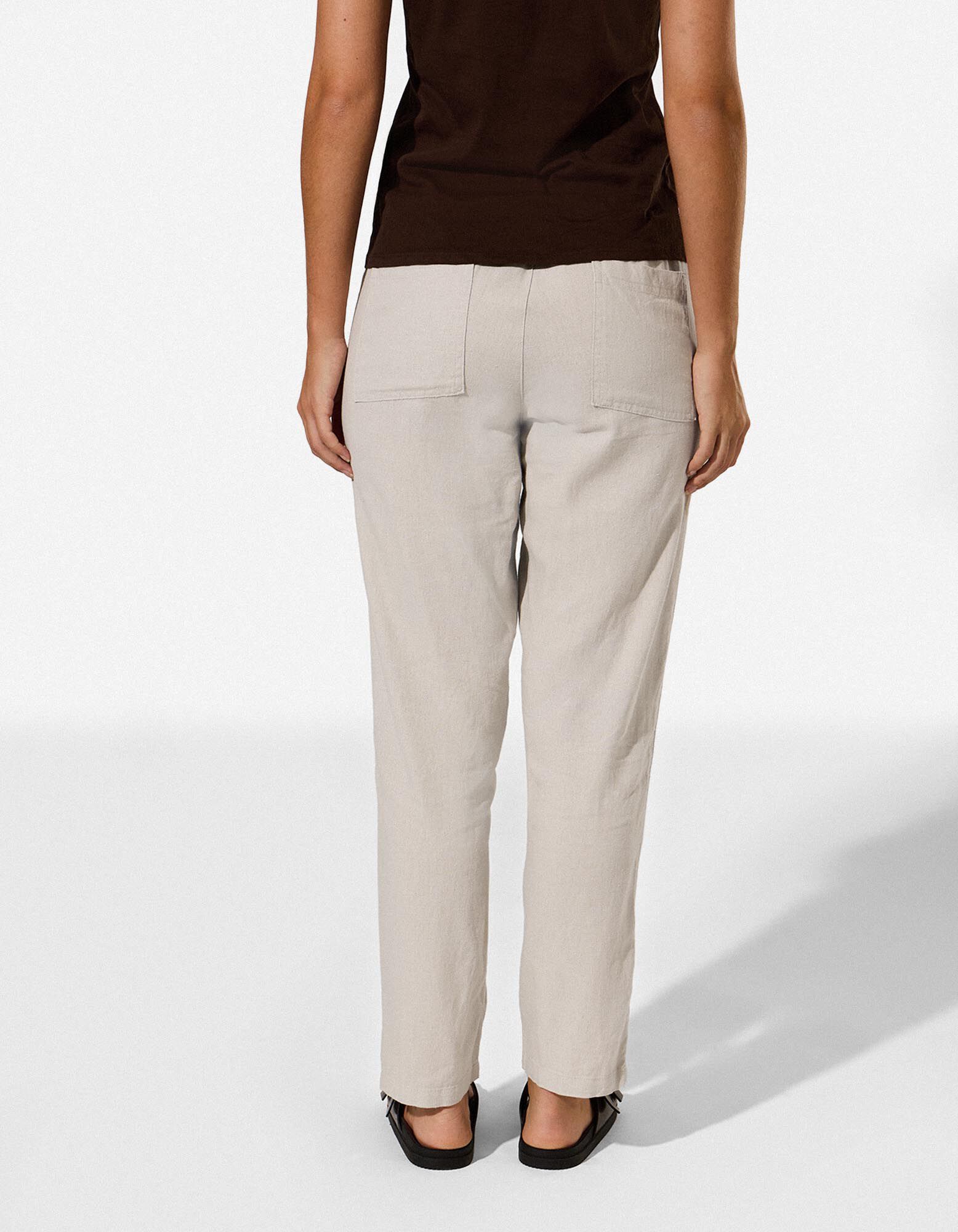 Hose - Leinen-Mix - Braun