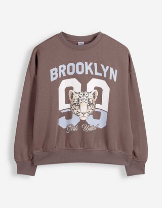 Sweatshirt - Print - Braun