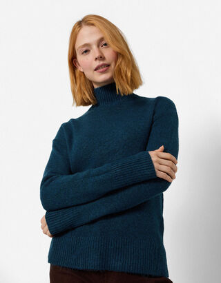Strickpullover - Mockneck - Dunkelblau