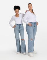 Tričko s dlhými rukávmi - Výstrih do V - biely