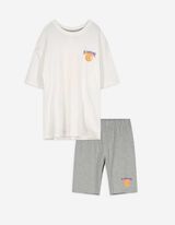 Pyjama Set aus Shirt und Shorts - Rückenprint - bronzefarben