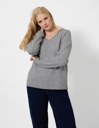 Trui - V-hals - grijs